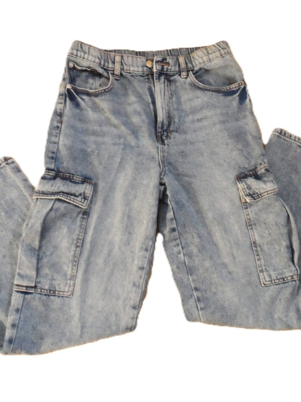 NOBO-denim cargo pants high-rise elastic waistband and large side pockets sz.11